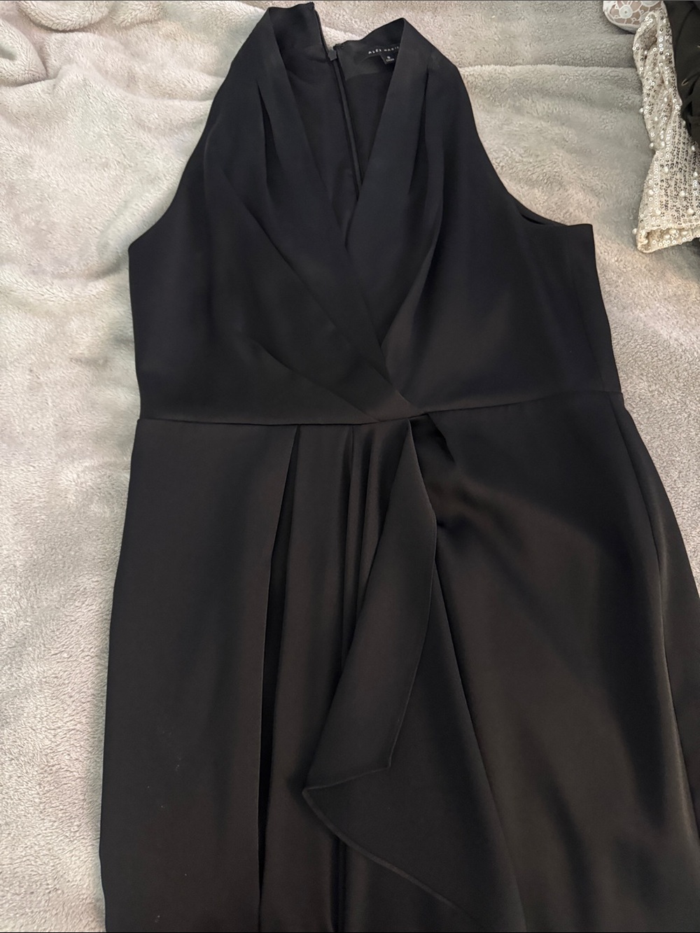 Alex Marie Black Midi Sleeveless Wrap-Style Dress